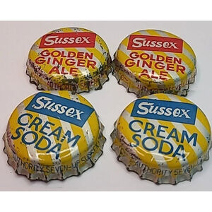 Lot Of 4 Sussex Cream Soda & Golden Ginger Ale Bottle Cap Saint John NB Seven-Up